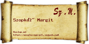 Szopkó Margit névjegykártya