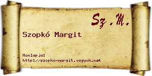 Szopkó Margit névjegykártya