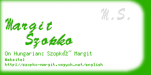 margit szopko business card